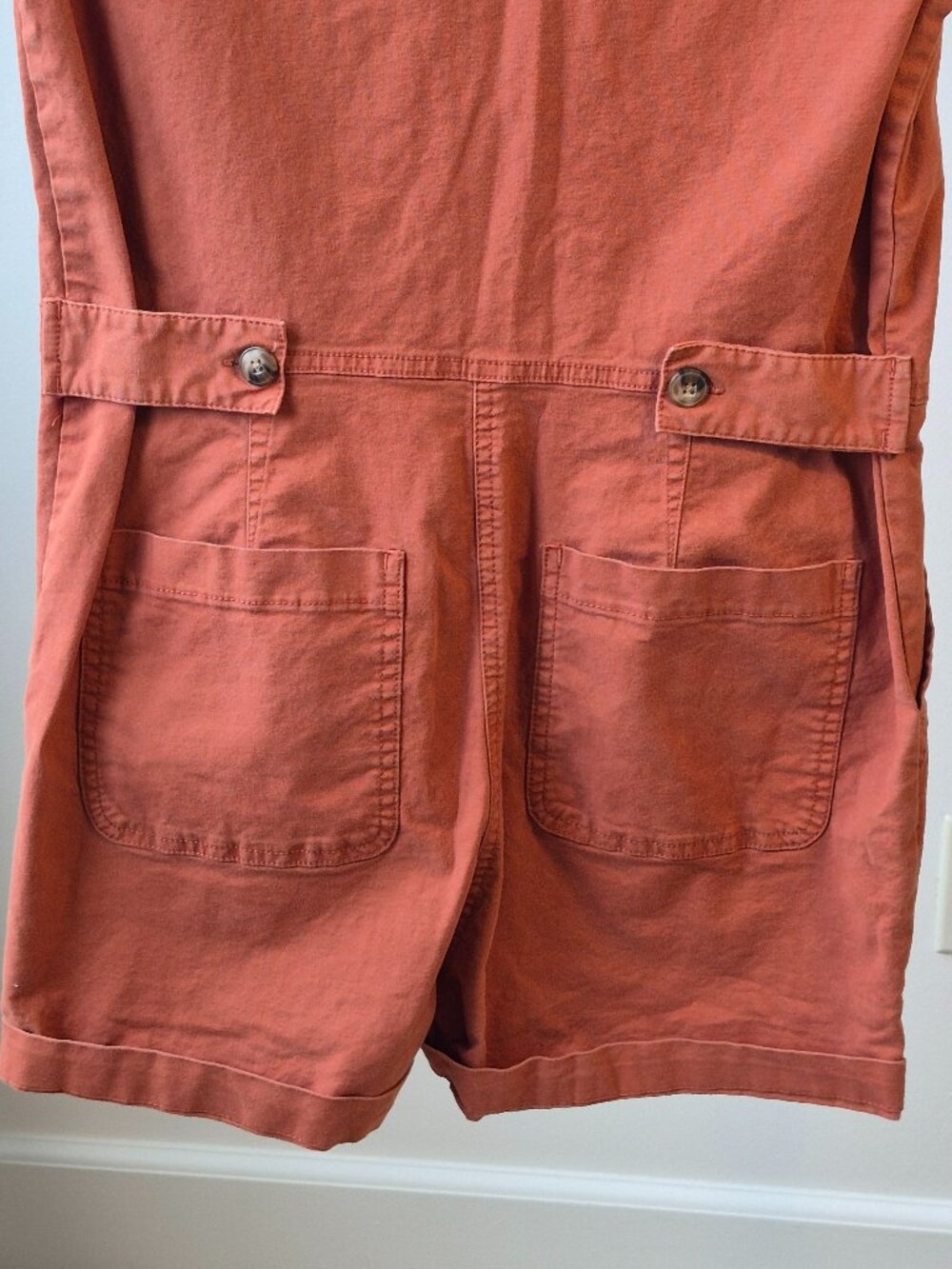 Toad&Co Earthworks Garage Shortie Romper Women S Rust Orange Utility Zip Front - Picture 5 of 11